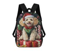 sinyumoney 17inchBackpack Christmas Poodle with Presents-3 School Backpack 3D Printed School Bags Boys Girls Laptop Backpack for Kids/Students/Adults
