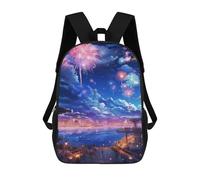 sinyumoney 17inchBackpack City Night Fireworks Display School Backpack 3D Printed School Bags Boys Girls Laptop Backpack for Kids/Students/Adults