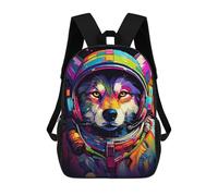 sinyumoney 17inchBackpack Colorful Astronaut Dog Art Print School Backpack 3D Printed School Bags Boys Girls Laptop Backpack for Kids/Students/Adults