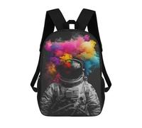 sinyumoney 17inchBackpack Colorful Astronaut Smoke Art School Backpack 3D Printed School Bags Boys Girls Laptop Backpack for Kids/Students/Adults
