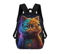 sinyumoney 17inchBackpack Colorful Cosmic Cat Glasses School Backpack 3D Printed School Bags Boys Girls Laptop Backpack for Kids/Students/Adults