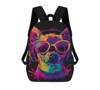 sinyumoney 17inchBackpack Colorful Dog Headphones Art Print -3 School Backpack 3D Printed School Bags Boys Girls Laptop Backpack for Kids/Students/Adults