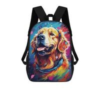 sinyumoney 17inchBackpack Colorful Golden Retriever Art Print School Backpack 3D Printed School Bags Boys Girls Laptop Backpack for Kids/Students/Adults