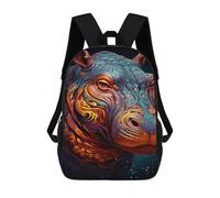 sinyumoney 17inchBackpack Colorful Hippo Illustration School Backpack 3D Printed School Bags Boys Girls Laptop Backpack for Kids/Students/Adults