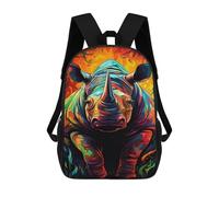 sinyumoney 17inchBackpack Colorful Rhino Illustration-1 School Backpack 3D Printed School Bags Boys Girls Laptop Backpack for Kids/Students/Adults