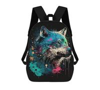 sinyumoney 17inchBackpack Colorful Wolf Art Print-28 School Backpack 3D Printed School Bags Boys Girls Laptop Backpack for Kids/Students/Adults