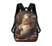 sinyumoney 17inchBackpack Cooking Cat Cook Chef School Backpack 3D Printed School Bags Boys Girls Laptop Backpack for Kids/Students/Adults