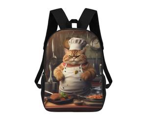sinyumoney 17inchBackpack Cooking Cat Cook Chef School Backpack 3D Printed School Bags Boys Girls Laptop Backpack for Kids/Students/Adults