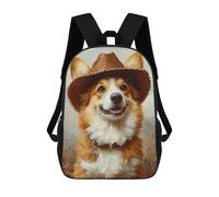 sinyumoney 17inchBackpack Corgi in Cowboy Hat Painting School Backpack 3D Printed School Bags Boys Girls Laptop Backpack for Kids/Students/Adults