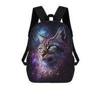 sinyumoney 17inchBackpack Cosmic Cat Portrait Print-3 School Backpack 3D Printed School Bags Boys Girls Laptop Backpack for Kids/Students/Adults
