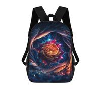 sinyumoney 17inchBackpack Cosmic Rose Fantasy Art School Backpack 3D Printed School Bags Boys Girls Laptop Backpack for Kids/Students/Adults