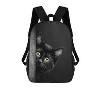 sinyumoney 17inchBackpack Curious Black Kitten Peeking School Backpack 3D Printed School Bags Boys Girls Laptop Backpack for Kids/Students/Adults