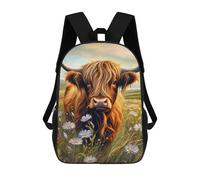 sinyumoney 17inchBackpack Cute Highland Cow in Field School Backpack 3D Printed School Bags Boys Girls Laptop Backpack for Kids/Students/Adults