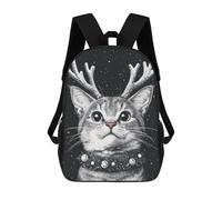 sinyumoney 17inchBackpack Cute Reindeer Cat School Backpack 3D Printed School Bags Boys Girls Laptop Backpack for Kids/Students/Adults