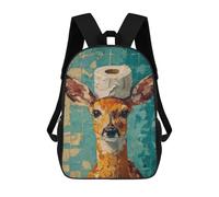 sinyumoney 17inchBackpack Deer with Toilet Paper on Head School Backpack 3D Printed School Bags Boys Girls Laptop Backpack for Kids/Students/Adults