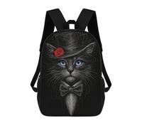 sinyumoney 17inchBackpack Elegant Cat Portrait with Hat And Bowtie School Backpack 3D Printed School Bags Boys Girls Laptop Backpack for Kids/Students/Adults
