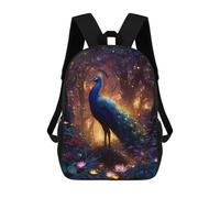 sinyumoney 17inchBackpack Enchanted Forest Peacock-2 School Backpack 3D Printed School Bags Boys Girls Laptop Backpack for Kids/Students/Adults