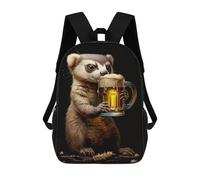 sinyumoney 17inchBackpack Ferret Beer School Backpack 3D Printed School Bags Boys Girls Laptop Backpack for Kids/Students/Adults