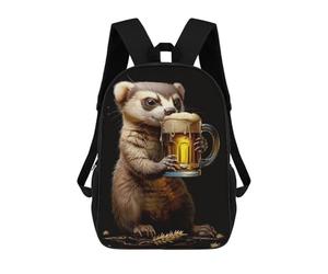 sinyumoney 17inchBackpack Ferret Beer School Backpack 3D Printed School Bags Boys Girls Laptop Backpack for Kids/Students/Adults