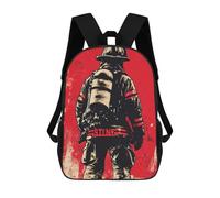 sinyumoney 17inchBackpack Firefighter Silhouette School Backpack 3D Printed School Bags Boys Girls Laptop Backpack for Kids/Students/Adults