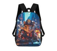 sinyumoney 17inchBackpack Firefighter Squirrel School Backpack 3D Printed School Bags Boys Girls Laptop Backpack for Kids/Students/Adults