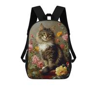 sinyumoney 17inchBackpack Floral Cat Portrait -1 School Backpack 3D Printed School Bags Boys Girls Laptop Backpack for Kids/Students/Adults