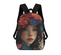 sinyumoney 17inchBackpack Flower Frame School Backpack 3D Printed School Bags Boys Girls Laptop Backpack for Kids/Students/Adults