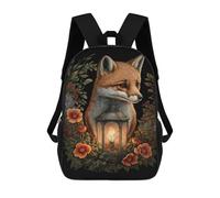 sinyumoney 17inchBackpack Fox Lantern with Flowers-3 School Backpack 3D Printed School Bags Boys Girls Laptop Backpack for Kids/Students/Adults