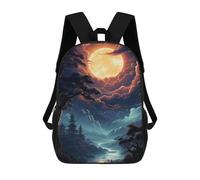 sinyumoney 17inchBackpack Full Moon Serenity Landscape School Backpack 3D Printed School Bags Boys Girls Laptop Backpack for Kids/Students/Adults
