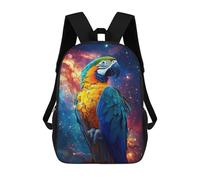 sinyumoney 17inchBackpack Galactic Macaw Parrot Art Print School Backpack 3D Printed School Bags Boys Girls Laptop Backpack for Kids/Students/Adults