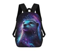 sinyumoney 17inchBackpack Galactic Otter Greeting Card -2 School Backpack 3D Printed School Bags Boys Girls Laptop Backpack for Kids/Students/Adults