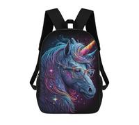 sinyumoney 17inchBackpack Galactic Unicorn with Glasses -1 School Backpack 3D Printed School Bags Boys Girls Laptop Backpack for Kids/Students/Adults