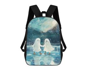 sinyumoney 17inchBackpack Ghost Couple Ice Skating Winter Snow School Backpack 3D Printed School Bags Boys Girls Laptop Backpack for Kids/Students/Adults