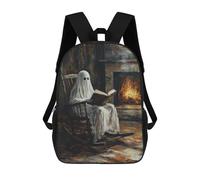 sinyumoney 17inchBackpack Ghost Reading by Fireplace School Backpack 3D Printed School Bags Boys Girls Laptop Backpack for Kids/Students/Adults