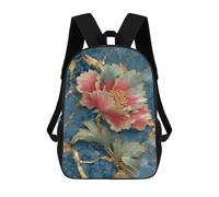 sinyumoney 17inchBackpack Gilded Peony Art Print School Backpack 3D Printed School Bags Boys Girls Laptop Backpack for Kids/Students/Adults