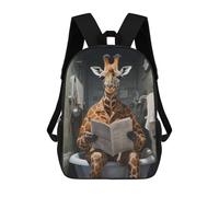sinyumoney 17inchBackpack Giraffe on Toilet School Backpack 3D Printed School Bags Boys Girls Laptop Backpack for Kids/Students/Adults