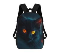 sinyumoney 17inchBackpack Glowing Eyes Black Cat School Backpack 3D Printed School Bags Boys Girls Laptop Backpack for Kids/Students/Adults