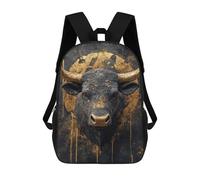 sinyumoney 17inchBackpack Golden Bull Sculpture Decor School Backpack 3D Printed School Bags Boys Girls Laptop Backpack for Kids/Students/Adults