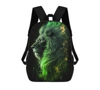 sinyumoney 17inchBackpack Green Lion Art Print School Backpack 3D Printed School Bags Boys Girls Laptop Backpack for Kids/Students/Adults