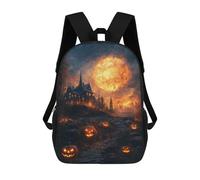 sinyumoney 17inchBackpack Halloween Haunted House with Jack-o'-Lanterns -1 School Backpack 3D Printed School Bags Boys Girls Laptop Backpack for Kids/Students/Adults