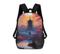 sinyumoney 17inchBackpack Japanese Pagoda Sunset Landscape-5 School Backpack 3D Printed School Bags Boys Girls Laptop Backpack for Kids/Students/Adults