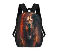 sinyumoney 17inchBackpack Lion Roar Forest Fire School Backpack 3D Printed School Bags Boys Girls Laptop Backpack for Kids/Students/Adults