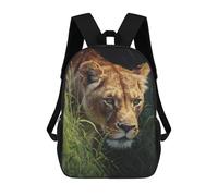 sinyumoney 17inchBackpack Lioness in Grass Painting-3 School Backpack 3D Printed School Bags Boys Girls Laptop Backpack for Kids/Students/Adults