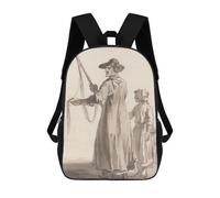 sinyumoney 17inchBackpack Man And Child with Fishing Net School Backpack 3D Printed School Bags Boys Girls Laptop Backpack for Kids/Students/Adults