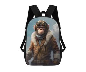 sinyumoney 17inchBackpack Monkey As A Pilot School Backpack 3D Printed School Bags Boys Girls Laptop Backpack for Kids/Students/Adults