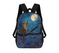 sinyumoney 17inchBackpack Moonlit Jungle Leopard School Backpack 3D Printed School Bags Boys Girls Laptop Backpack for Kids/Students/Adults