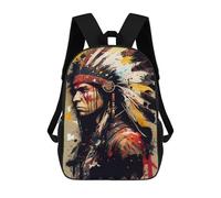 sinyumoney 17inchBackpack Native American Warrior Art Print-2 School Backpack 3D Printed School Bags Boys Girls Laptop Backpack for Kids/Students/Adults