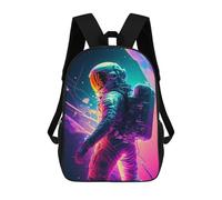 sinyumoney 17inchBackpack Neon Astronaut Adventure School Backpack 3D Printed School Bags Boys Girls Laptop Backpack for Kids/Students/Adults