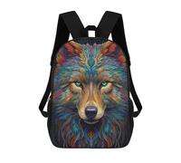 sinyumoney 17inchBackpack Neon Wolf School Backpack 3D Printed School Bags Boys Girls Laptop Backpack for Kids/Students/Adults