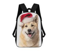 sinyumoney 17inchBackpack Norwegian Buhund Dog with Santa Hat Portrait School Backpack 3D Printed School Bags Boys Girls Laptop Backpack for Kids/Students/Adults
